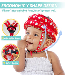 Simply Kids head protector strap-design image emphasizing buckle chin support for stability