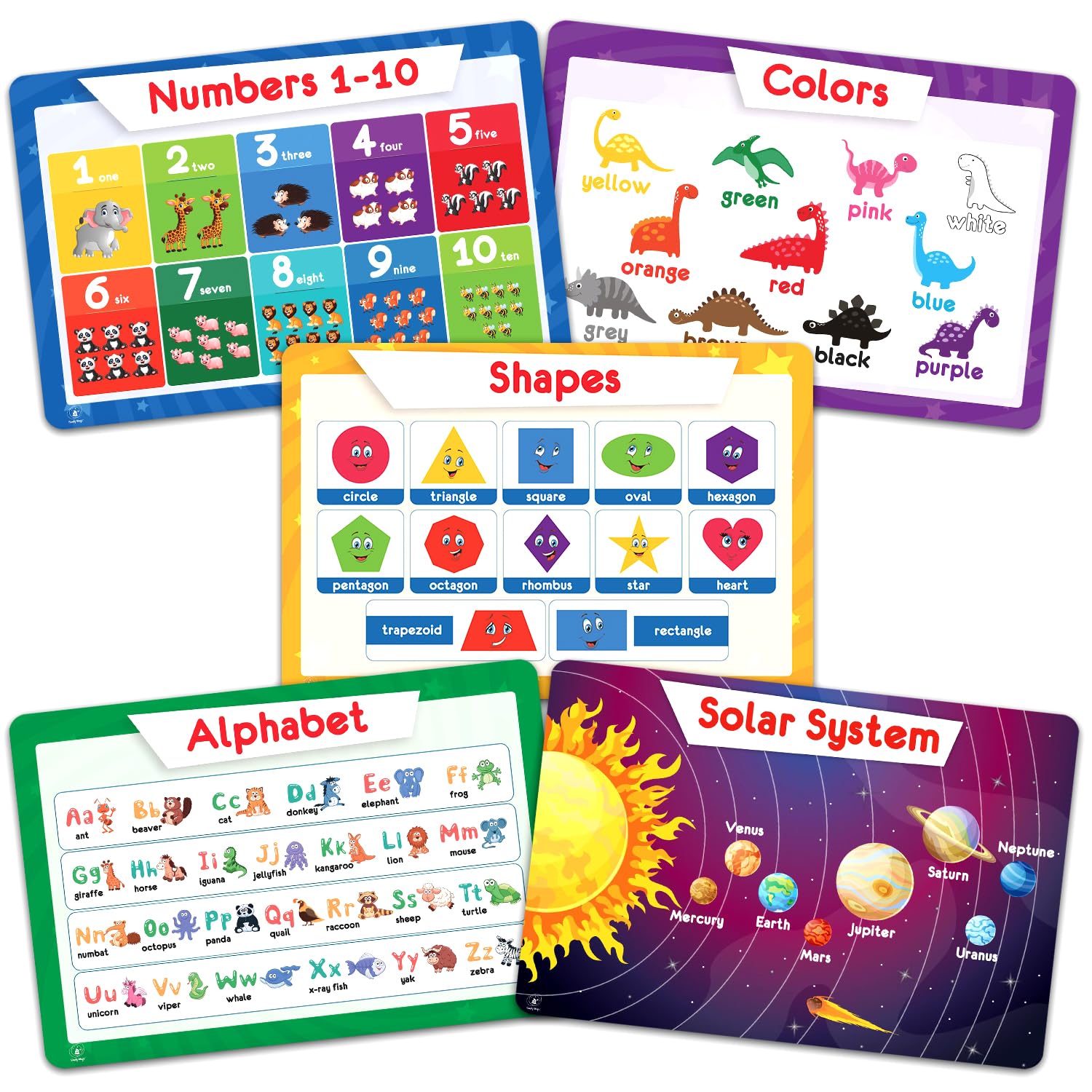 Simply Magic 5 placemats alphabet ABC design promotes early literacy during meals.