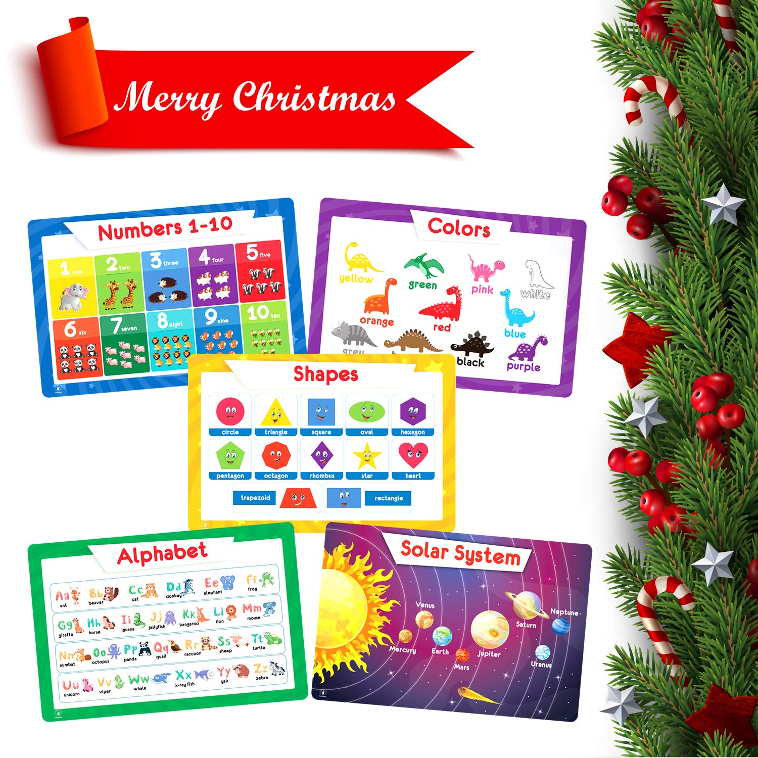 Simply Magic 5 placemats shapes design helps kids recognize shapes while eating.