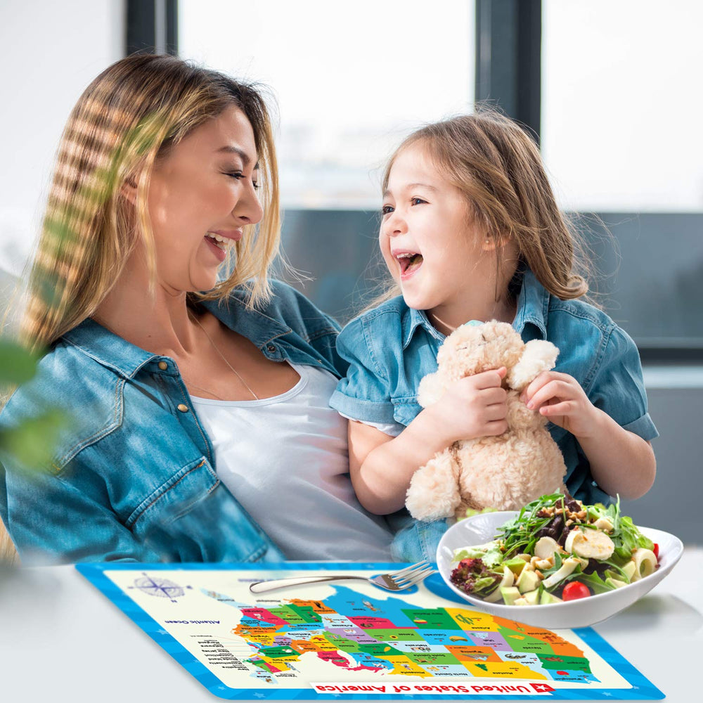 Simply Magic periodic table placemats spark element curiosity at mealtime.