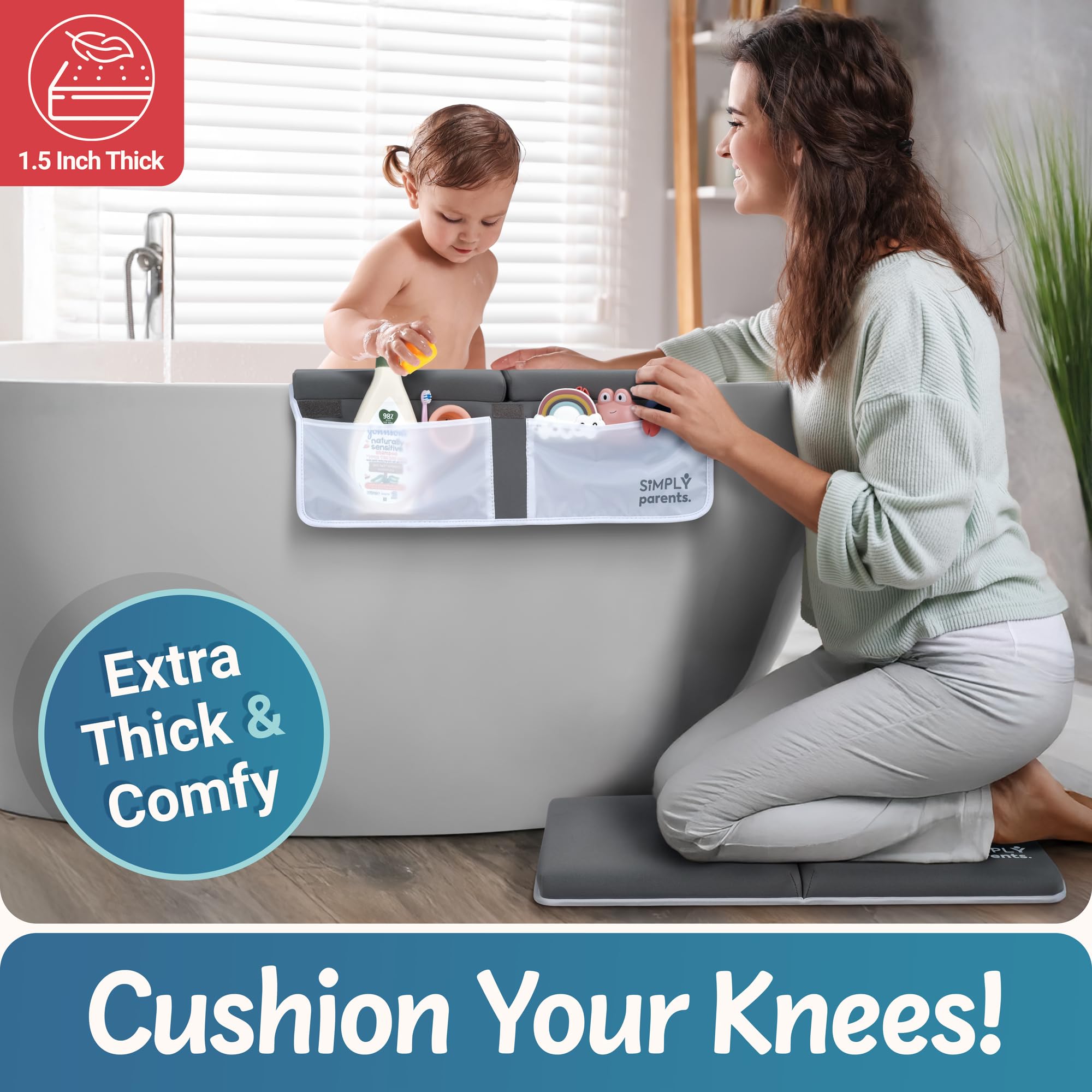 SIMPLY Parents bath kneeler eight suction cups offer secure non-slip tub placement