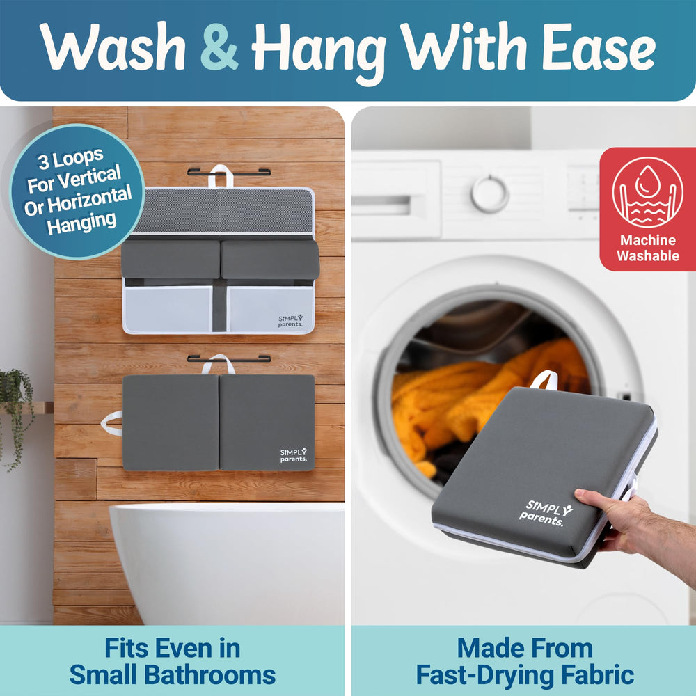 SIMPLY Parents bath kneeler hanging loops for quick air-drying and storage