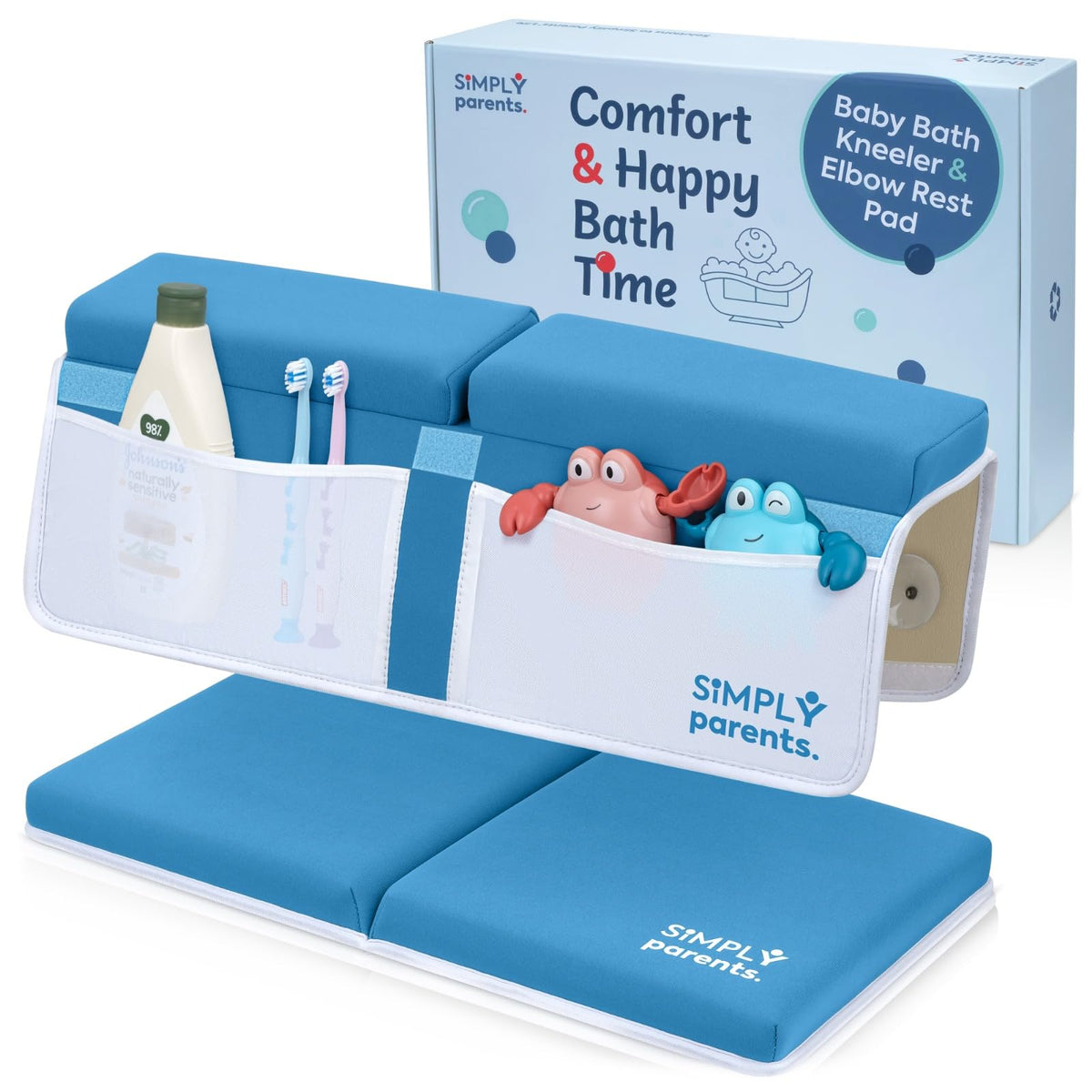 SIMPLY Parents bath kneeler memory foam cushions boost comfort during bath time.