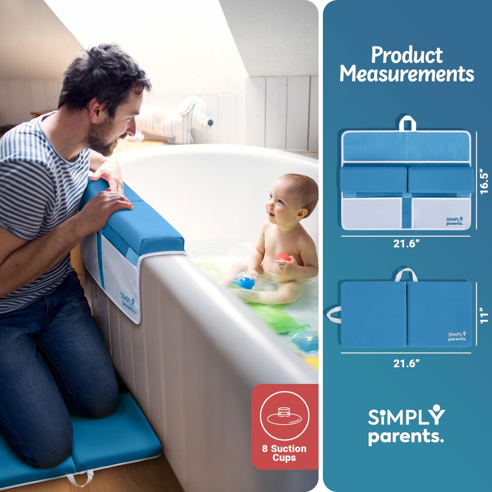 SIMPLY Parents bath kneeler with four pockets for quick storage.