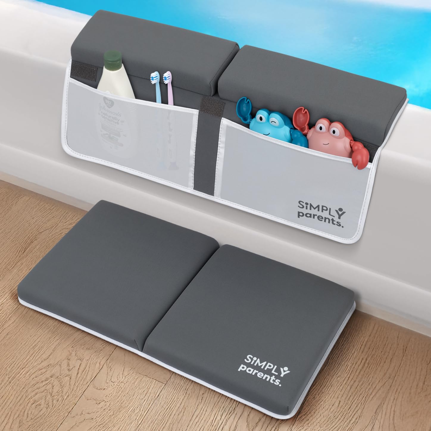 SIMPLY Parents tub kneeler in use supports stable bath routines