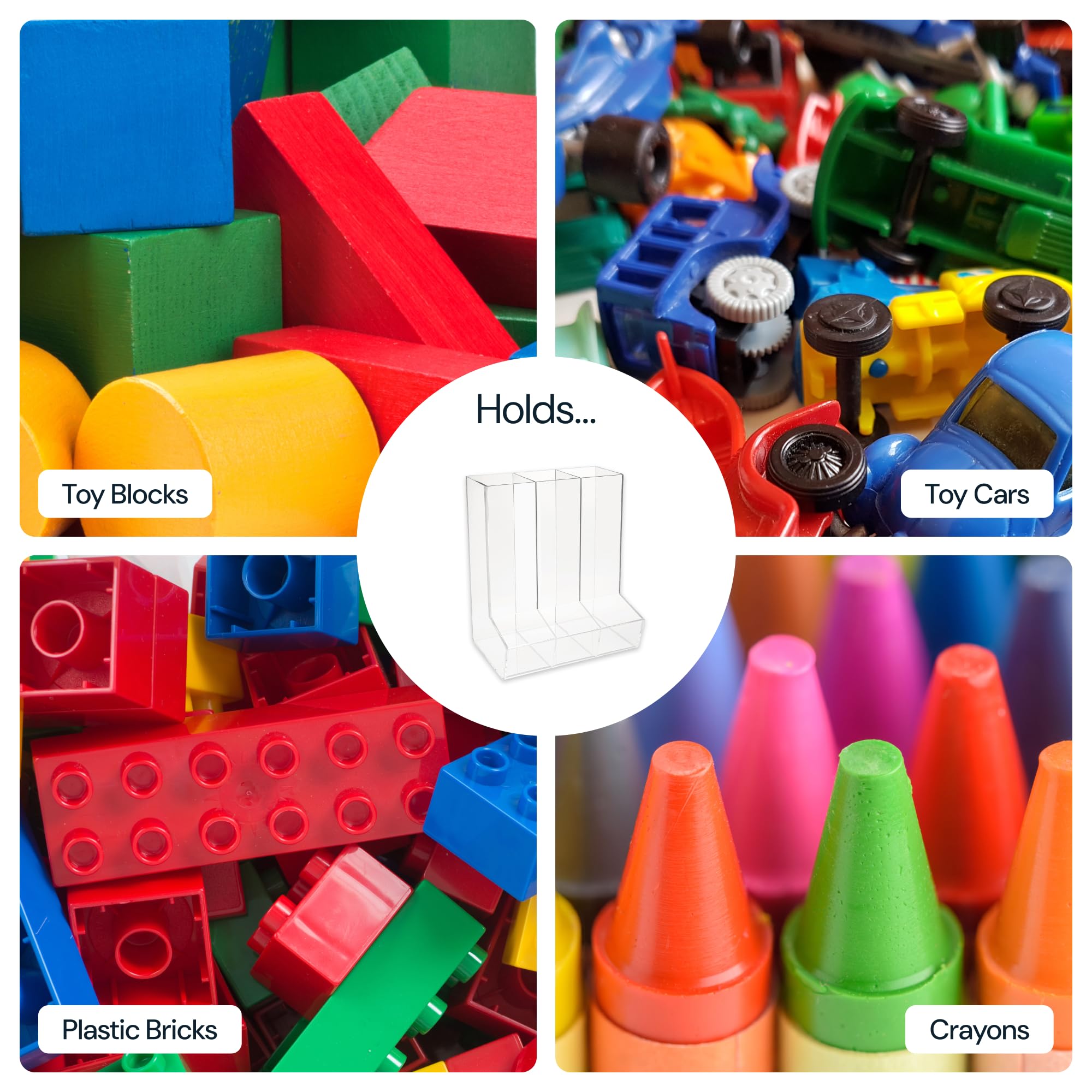 SimplyImagine multi-compartment toy storage display encourages orderly play