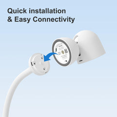 Simsky clip-on mount features internal cord routing for a neater nursery.
