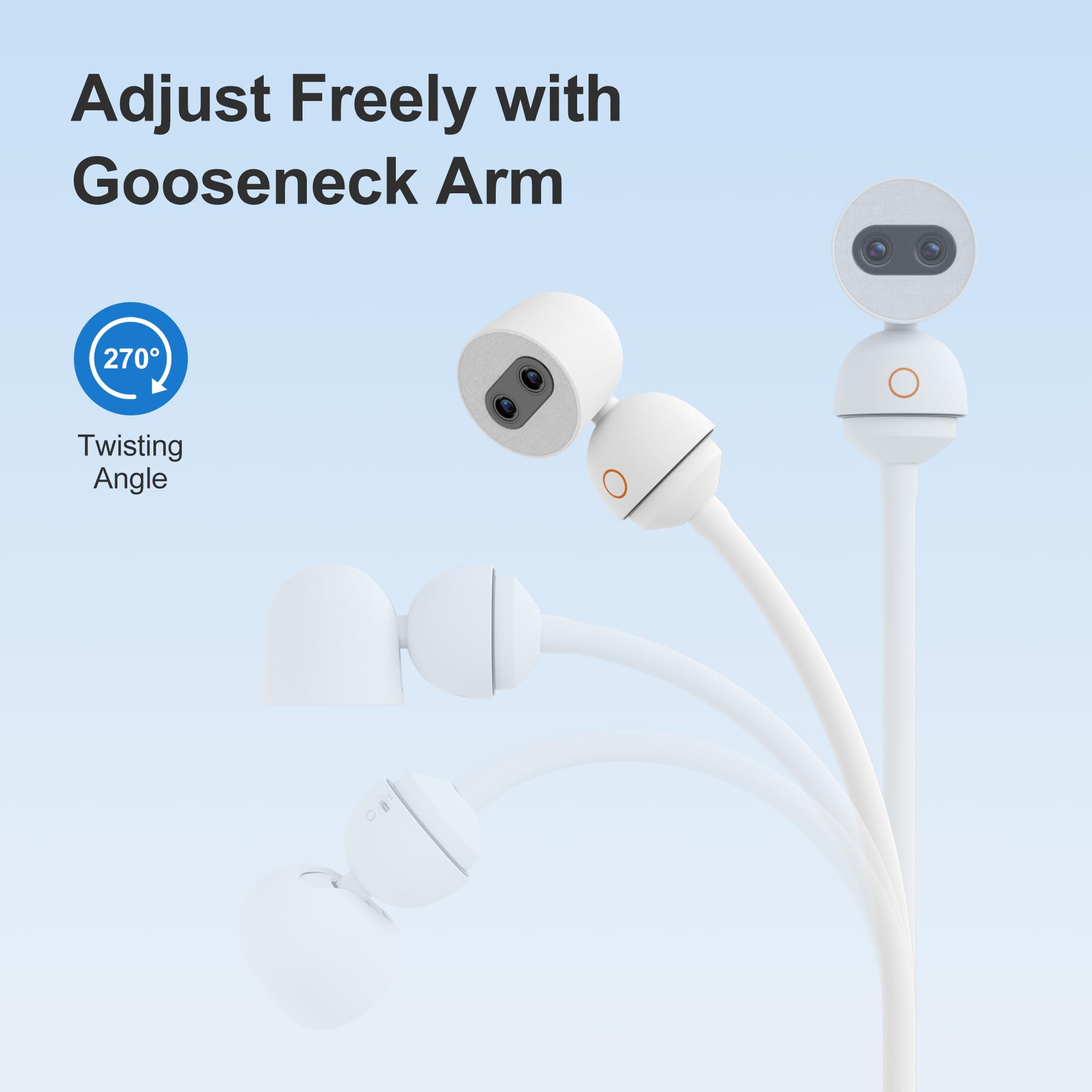 Simsky gooseneck design enables flexible aiming for a clearer baby view.