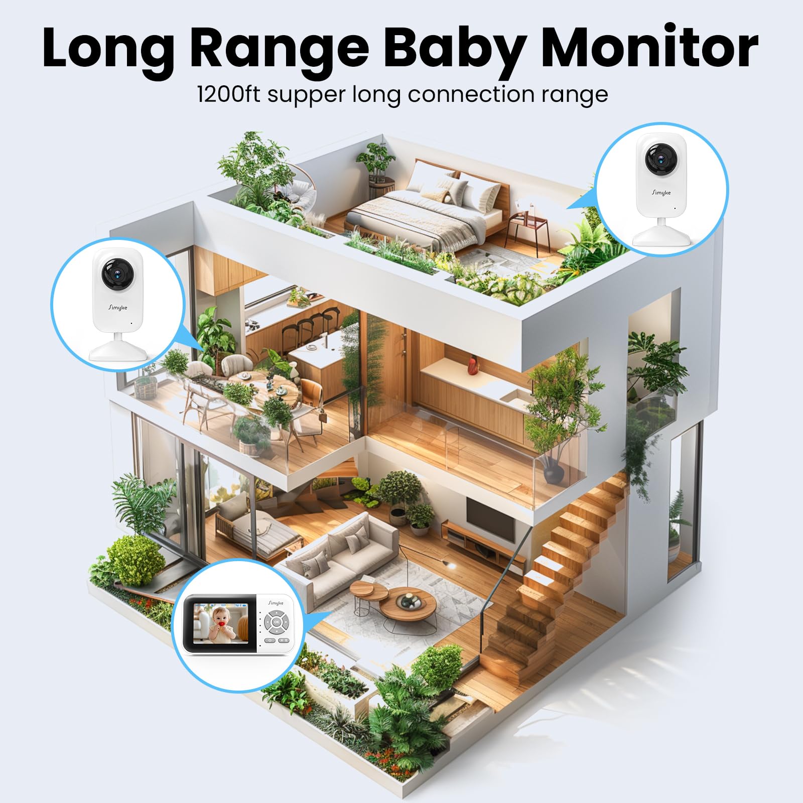 Simyke baby monitor IPS display with crisp video
