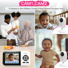 Simyke baby monitor two-way talk enables real-time soothing dialogue.