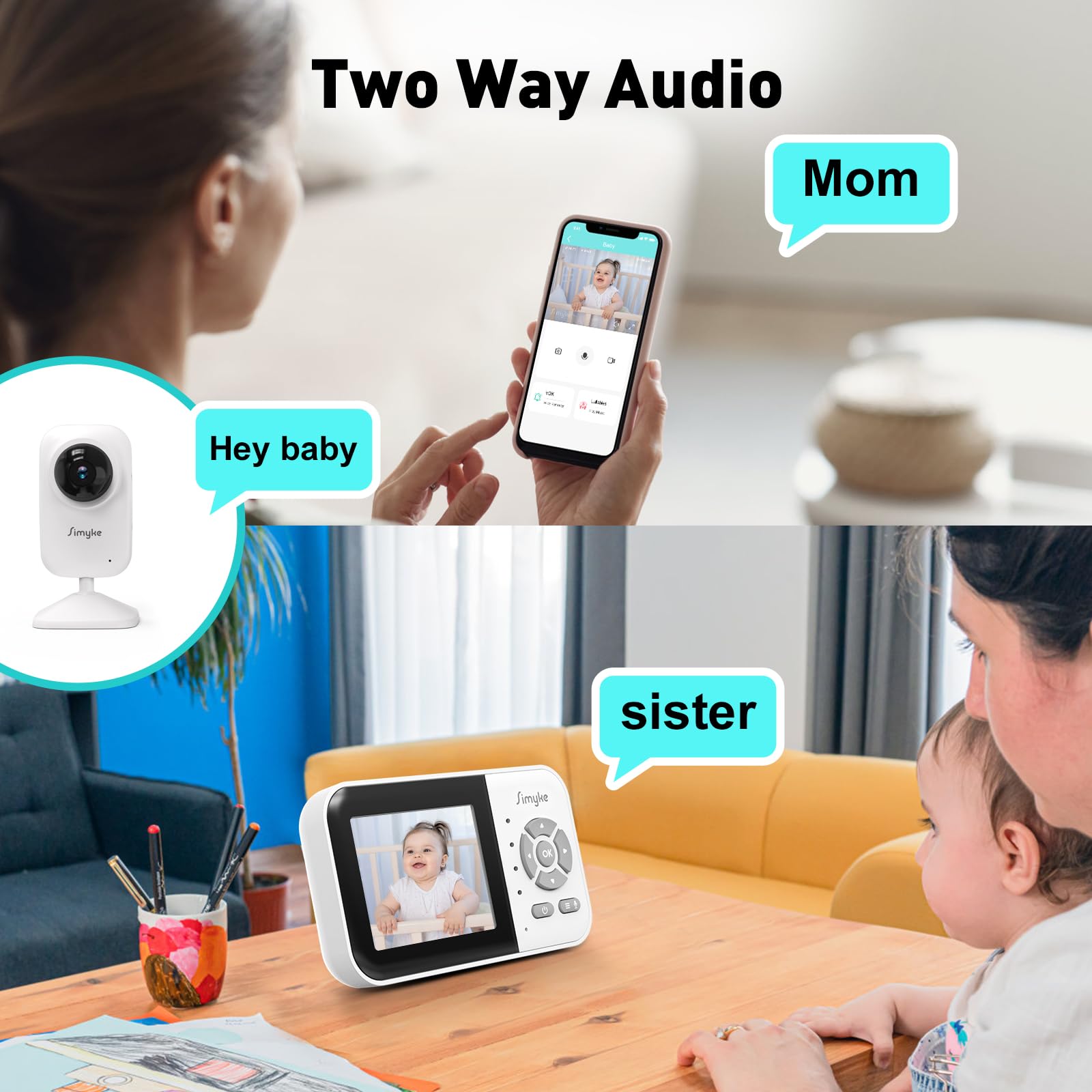 Simyke night vision lullabies mode lets you soothe baby in darkness