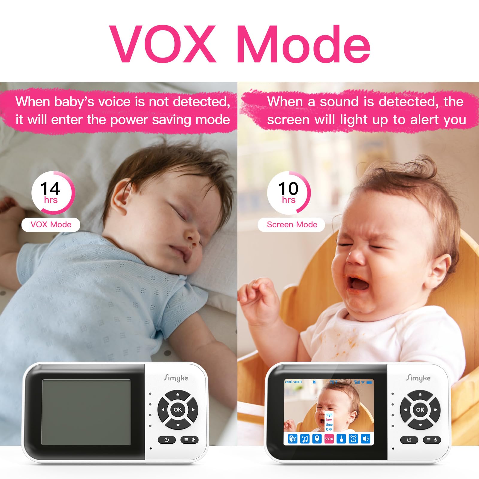 Simyke Two-way talk lets you soothe baby from another room.