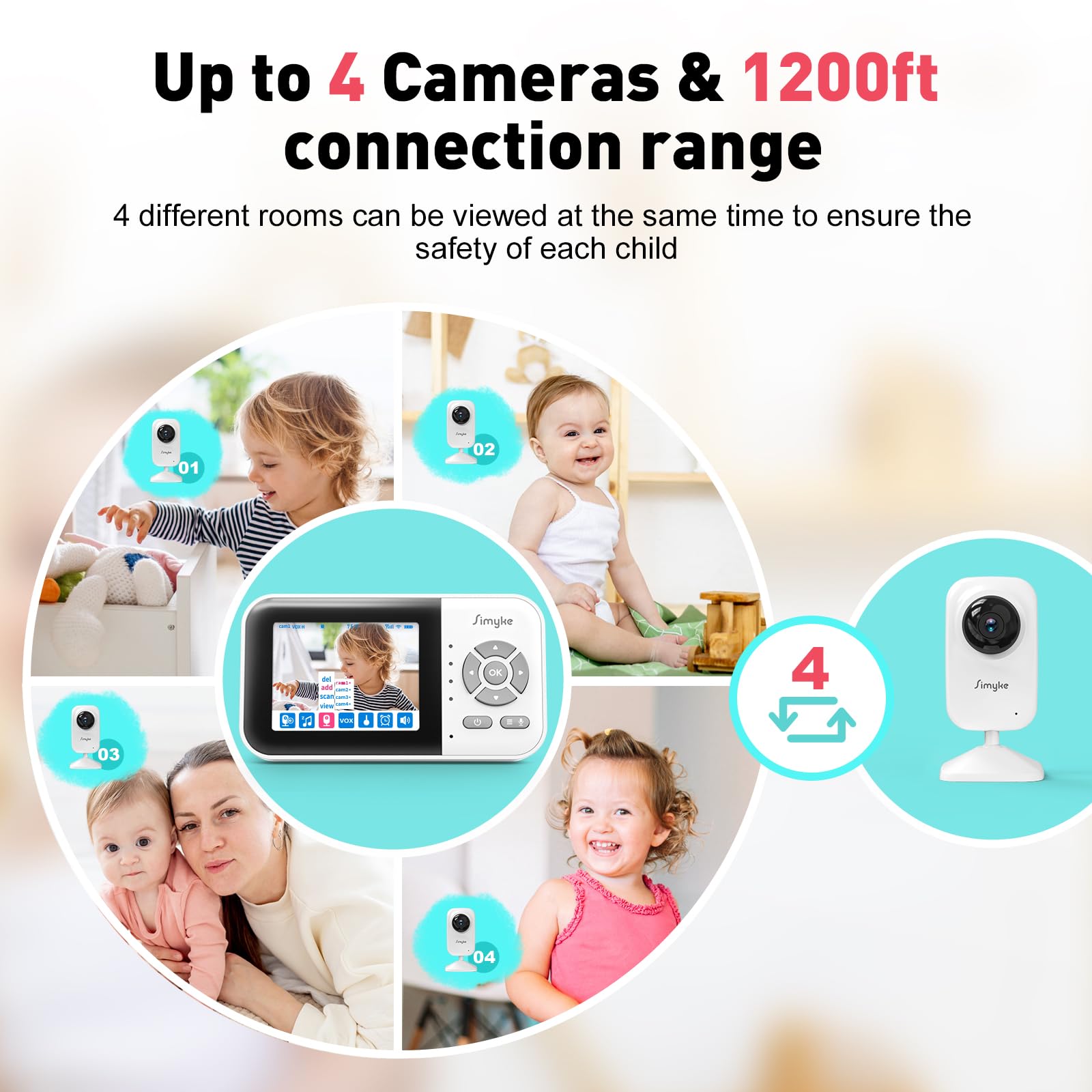 Simyke upgrade video baby monitor temperature sensor tracks nursery conditions