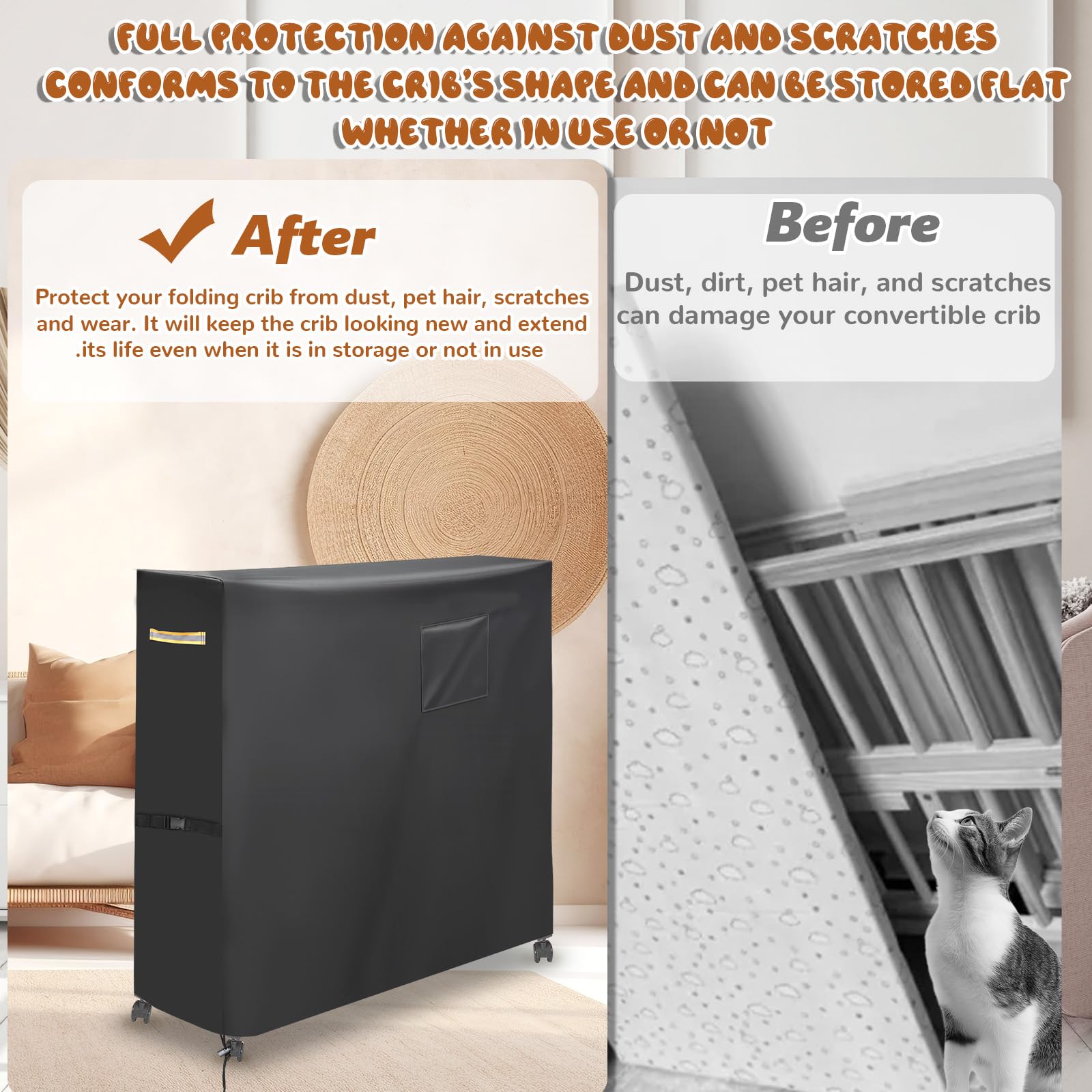 Sinbana crib dust cover shields against dirt, rain, snow, and pet hair