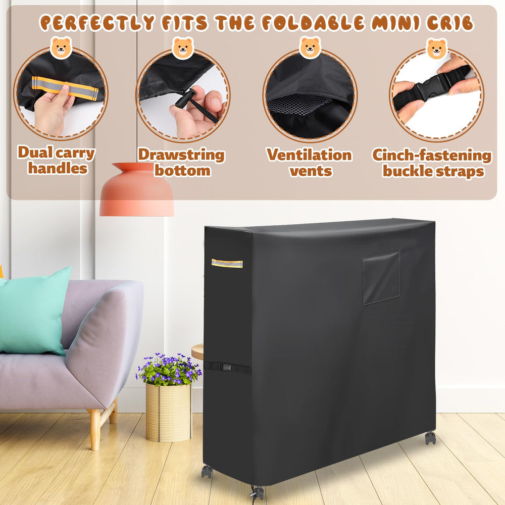 Sinbana crib storage bag keeps essentials organized with the dust cover