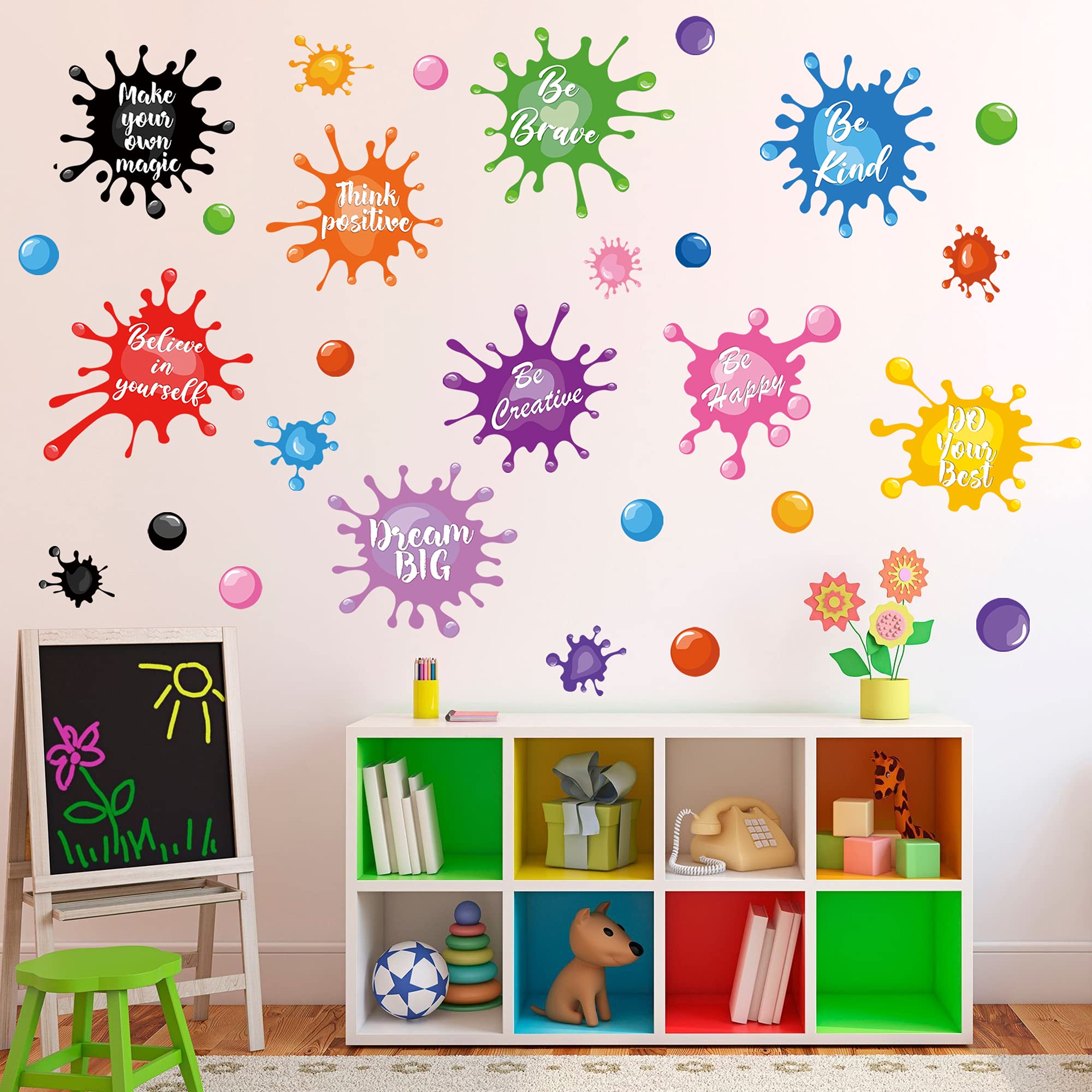 Sinekong colorful quotes wall decal with watercolor splatter for vibrant classroom decor