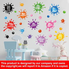Sinekong inspirational quote wall sticker Be Kind with colorful watercolor splashes in nursery