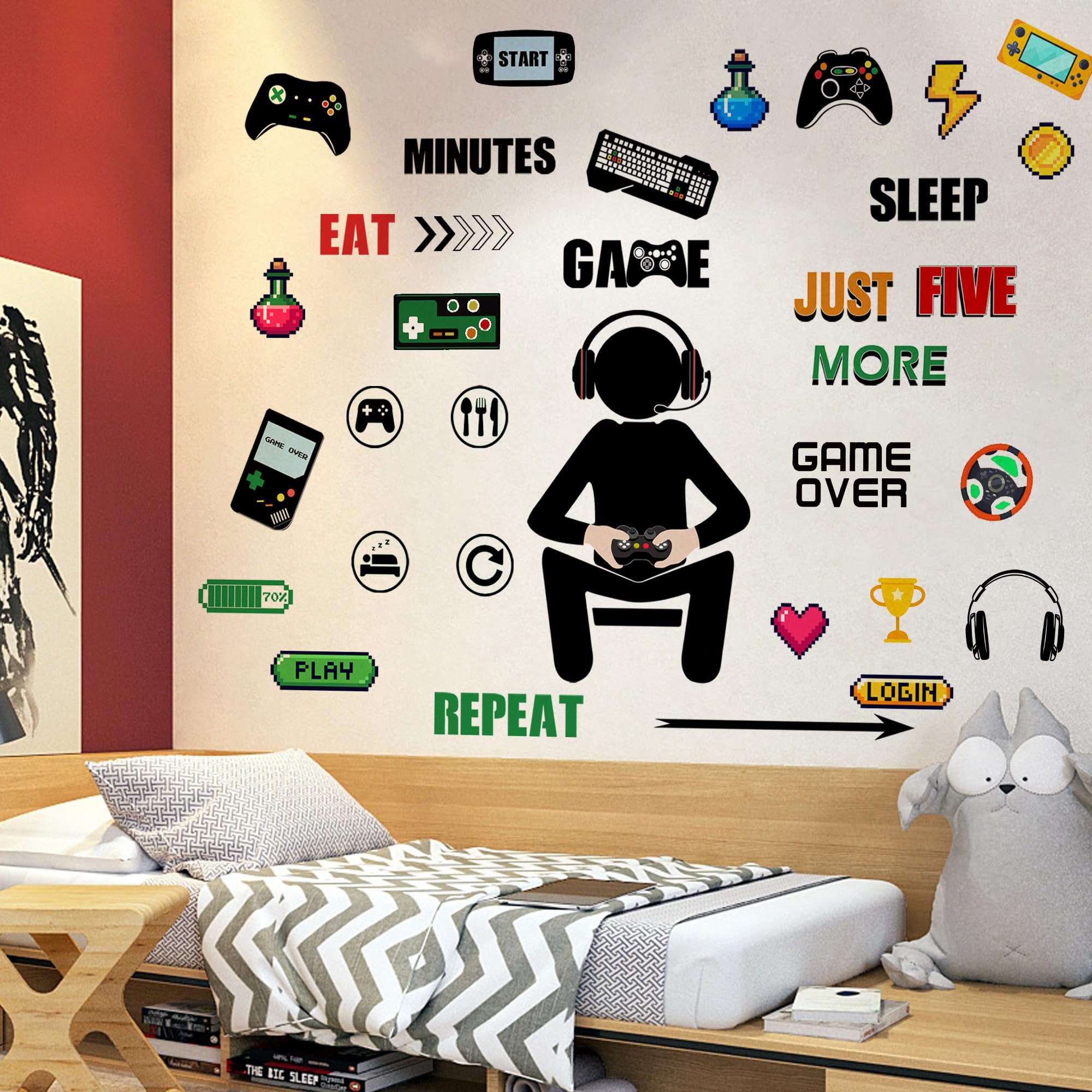 Sinekong gamer wall decal playroom decor suits kids and teens.