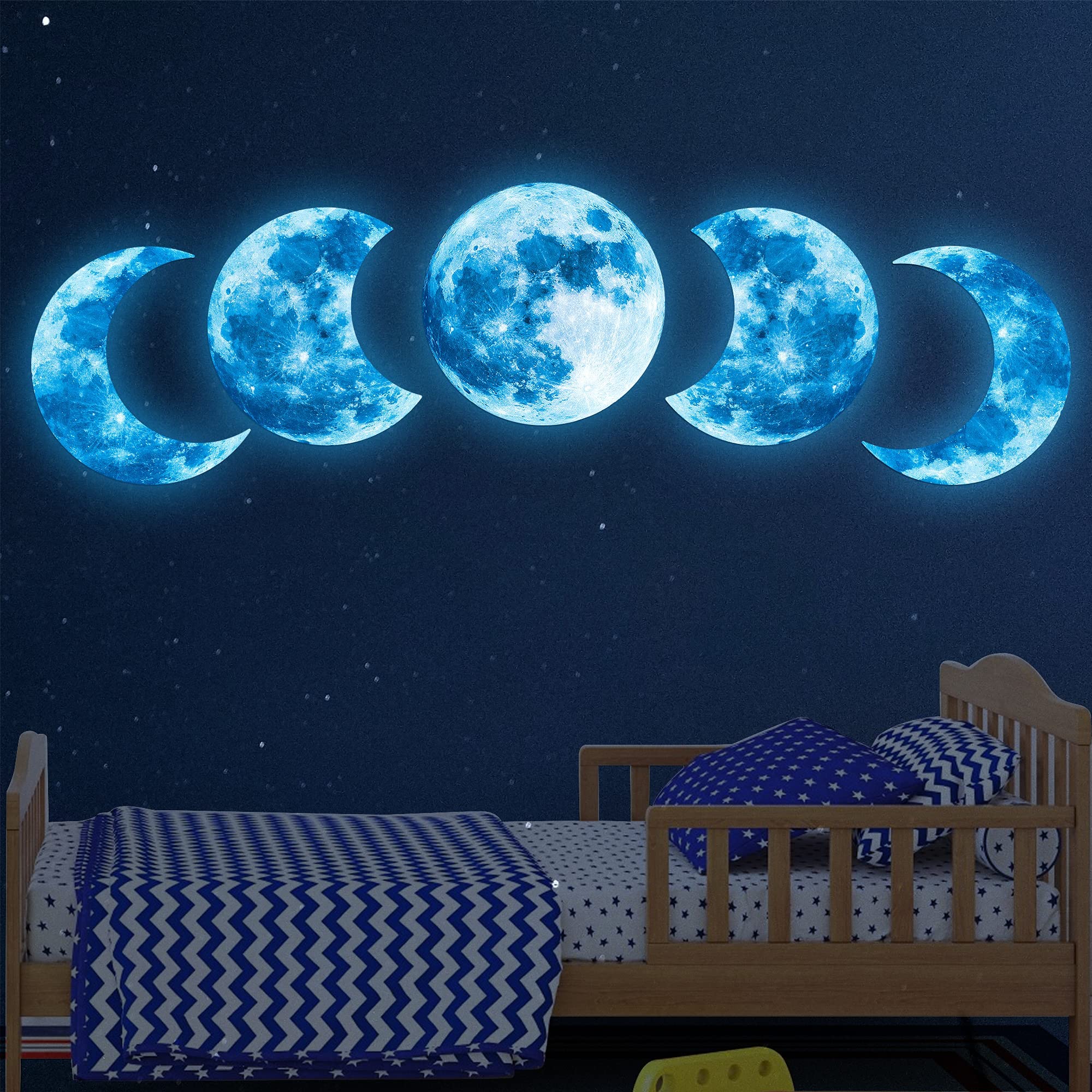 Sinekong glow-in-dark moon decal bedroom provides gentle luminous reminder