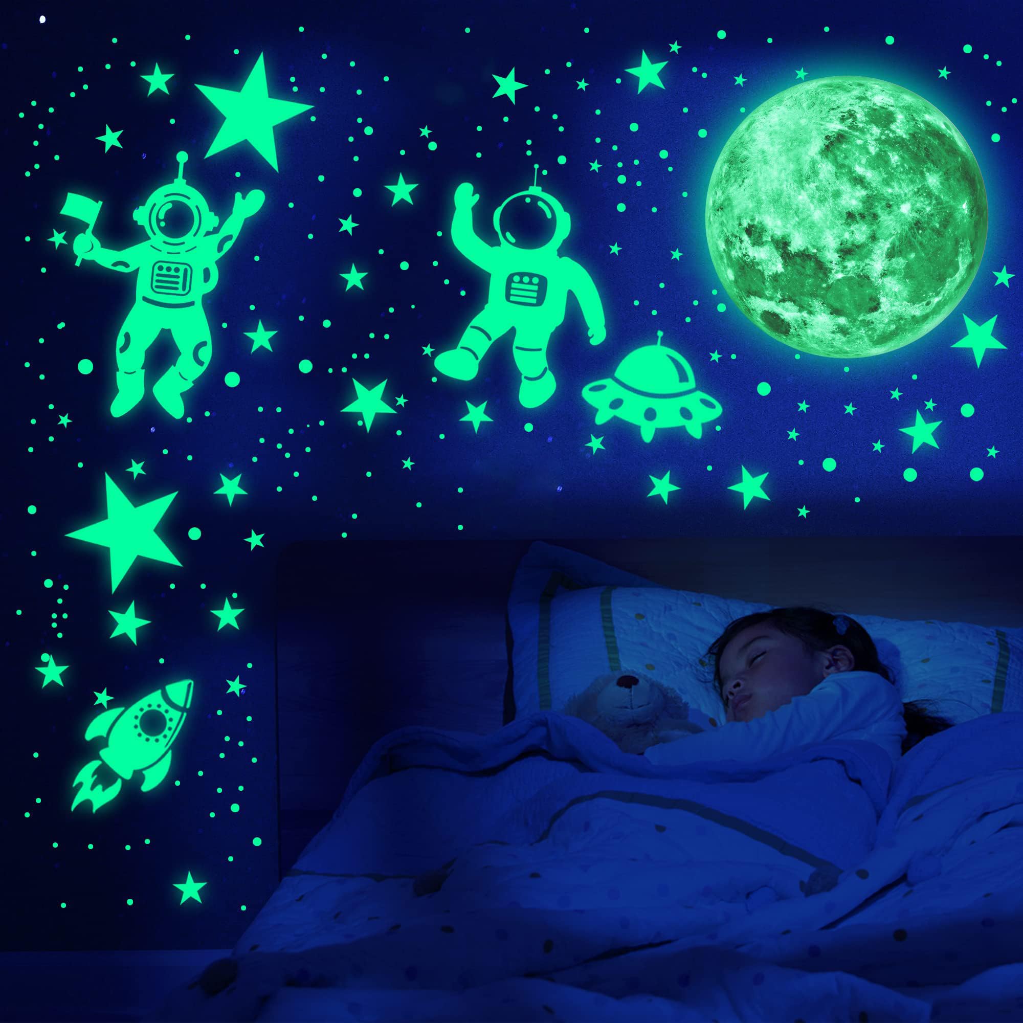 Sinekong Night sky stickers give comforting glow during bedtime routine.
