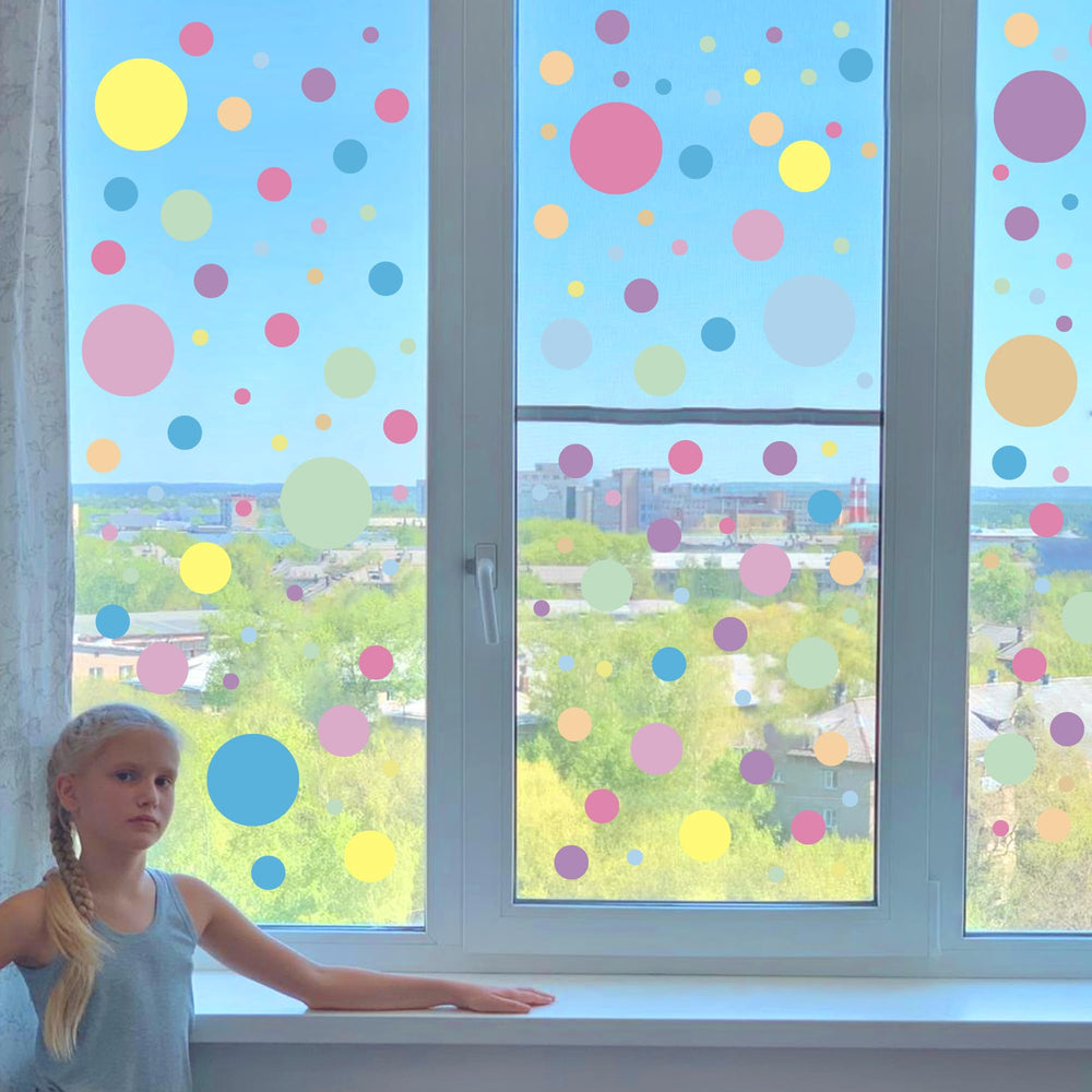 Sinekong polka-dot wall decals pastel removable-no-residue; ideal for temporary decor and updates.