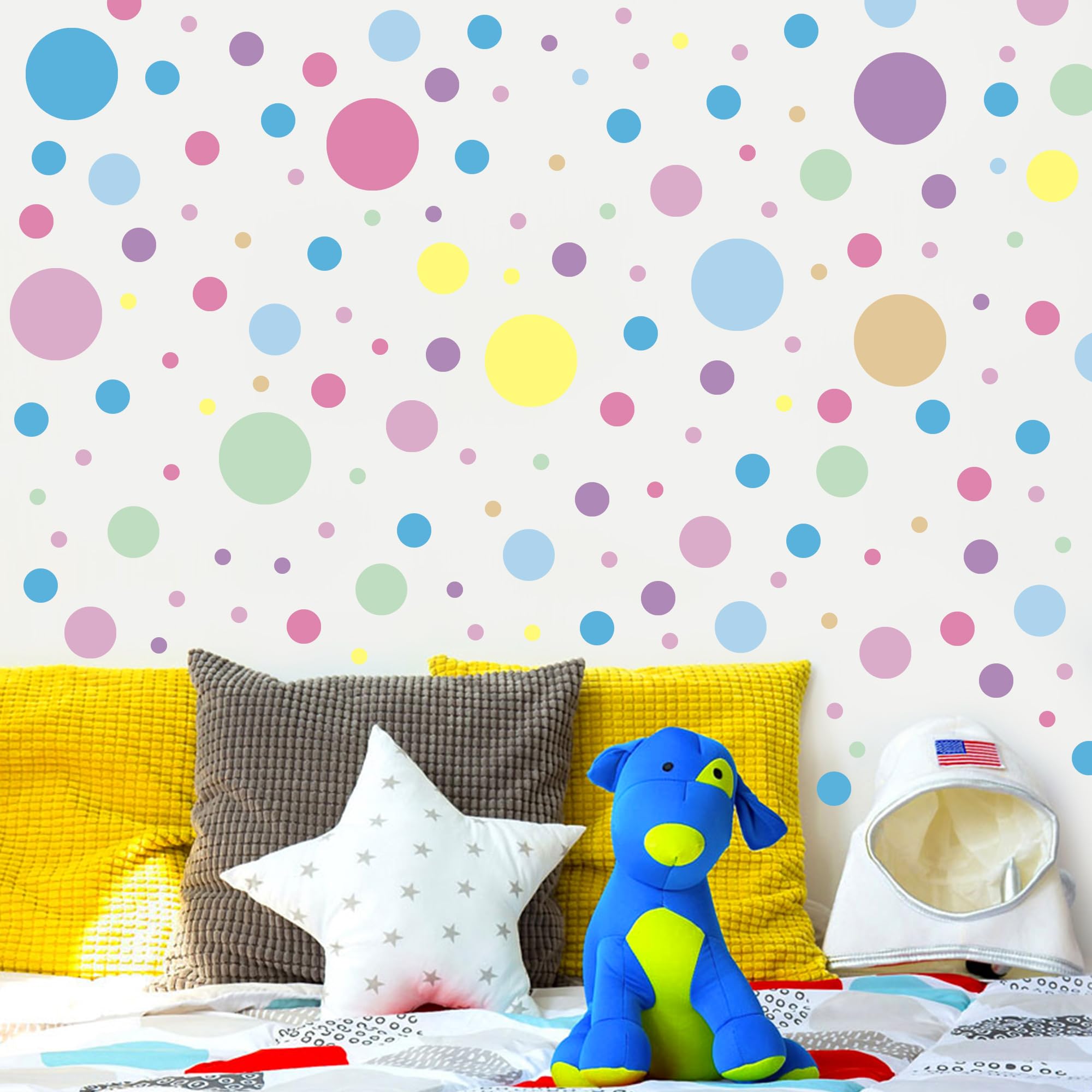 Sinekong polka-dot wall decals pastel strong-adhesion; reliable backing keeps dots in place.
