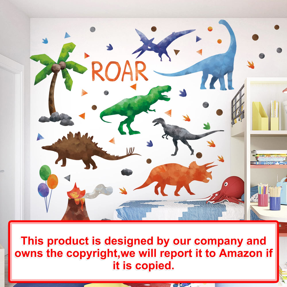 Sinekong watercolor dinosaur wall decals footprints guide exploration and activity-friendly wall art for kids