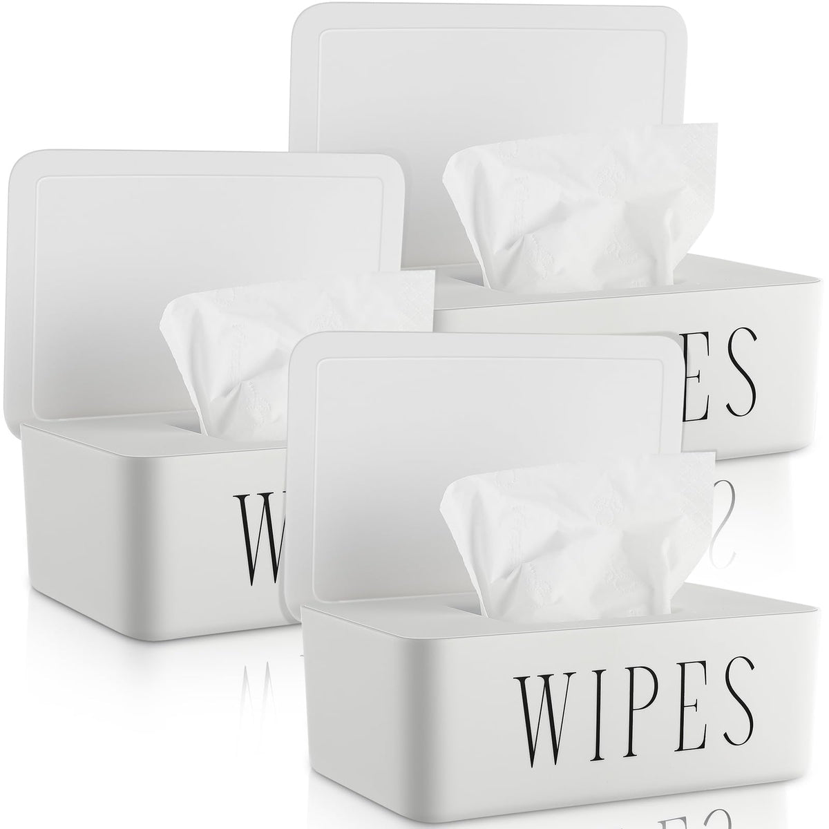 Singhoow 3pcs large wipes dispenser lid open showing easy access and moisture retention