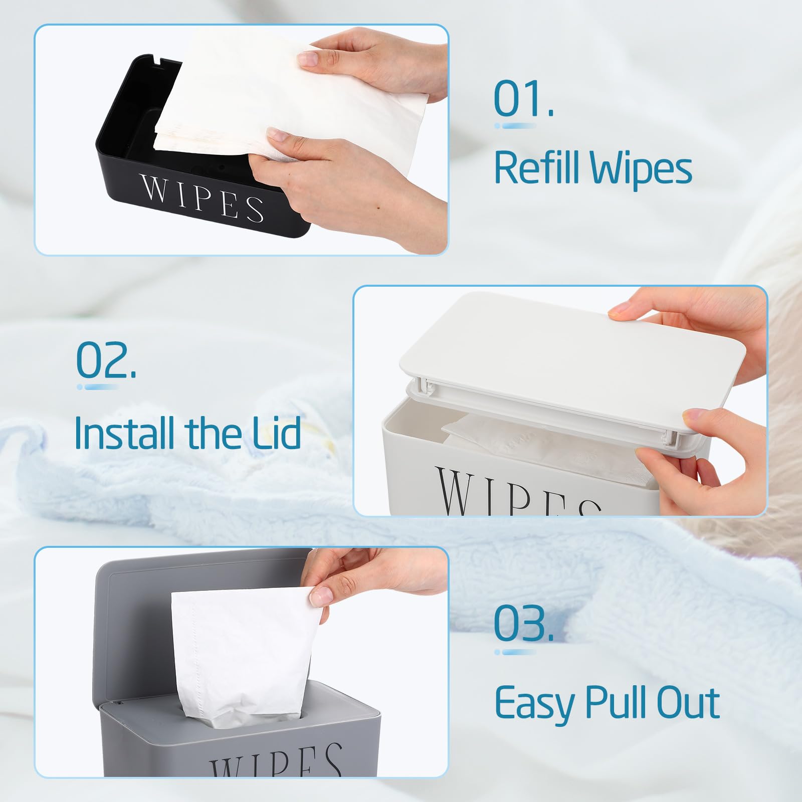 Singhoow wipes dispenser with dust-proof lid protects wipes.