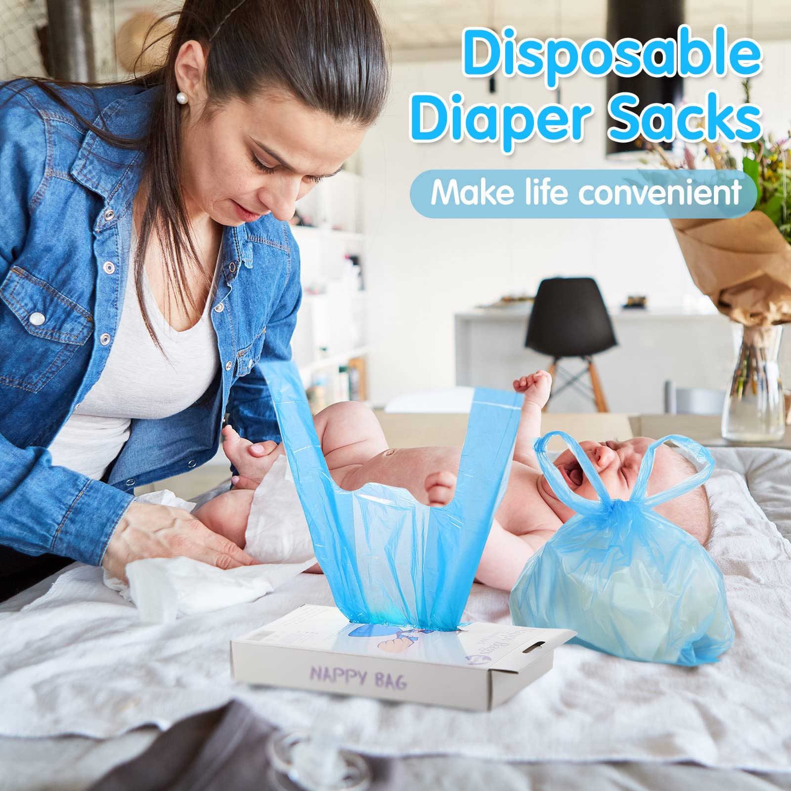 Sinmoe blue diaper bags versatile uses from baby to pet waste management.