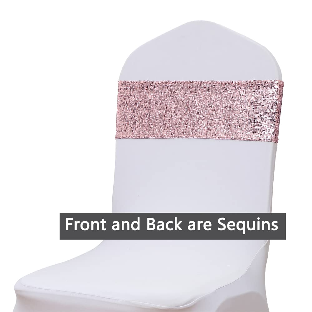 SINSSOWL banquet chairs adorned with rose gold sashes for elegant ambiance
