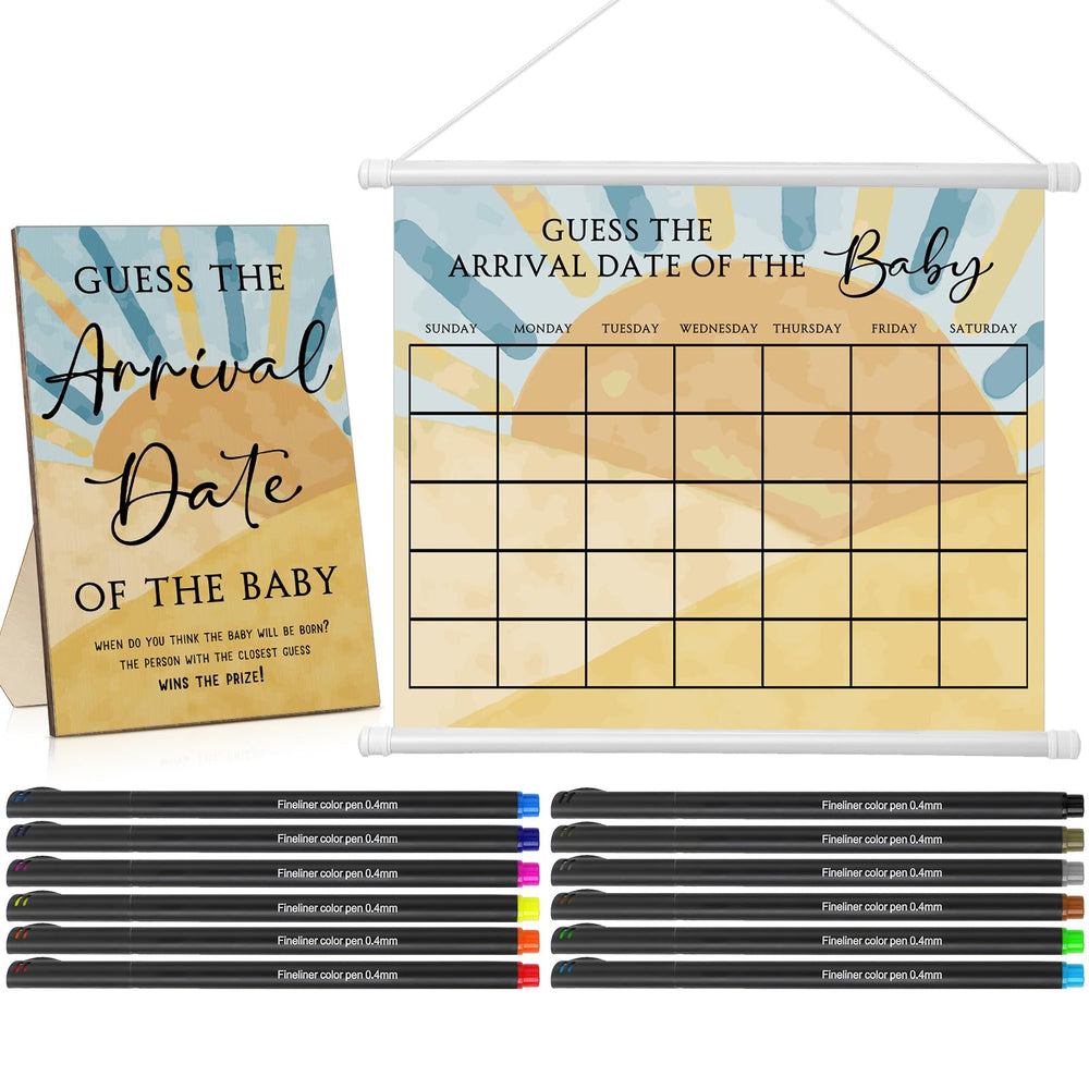 Sintuff baby due date calendar wooden sign with warm finish, a charming centerpiece for baby shower planning.