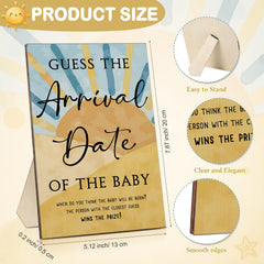 Sintuff baby shower calendar collection with pens ready for guest predictions and playful notes.