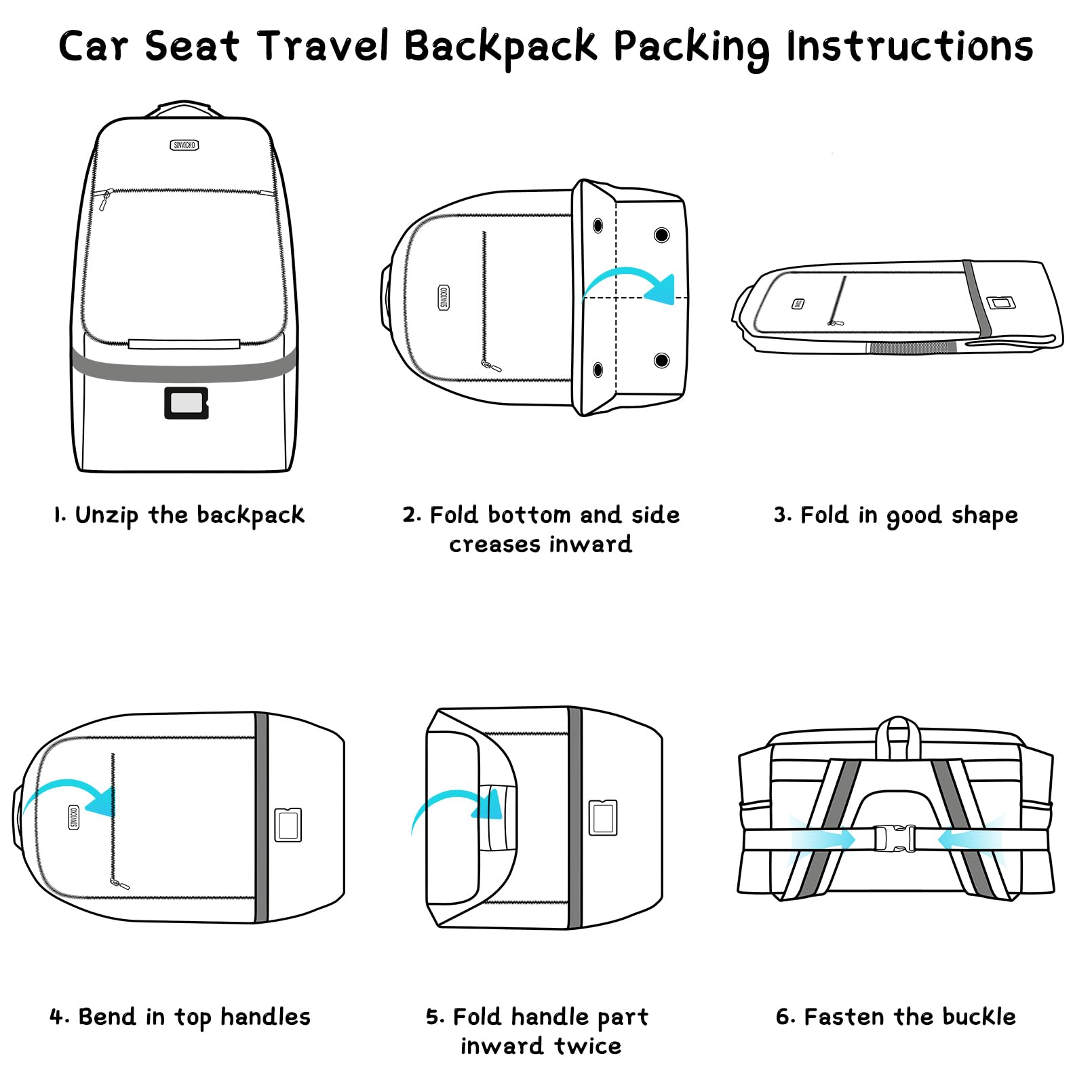 SINVICKO car seat travel bag bottom feet protect from dirt.