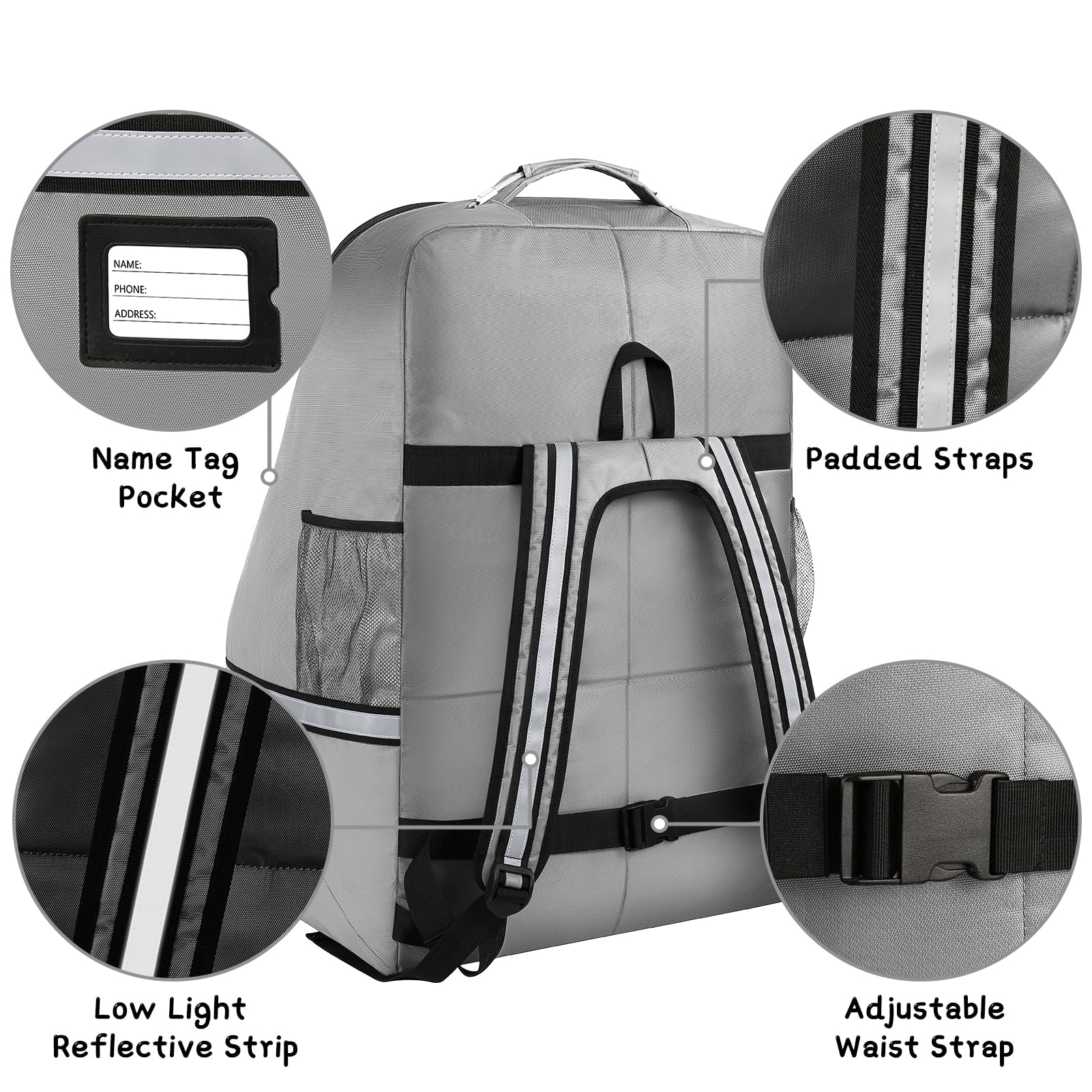 SINVICKO car seat travel bag padded interior protects seats from scratches.