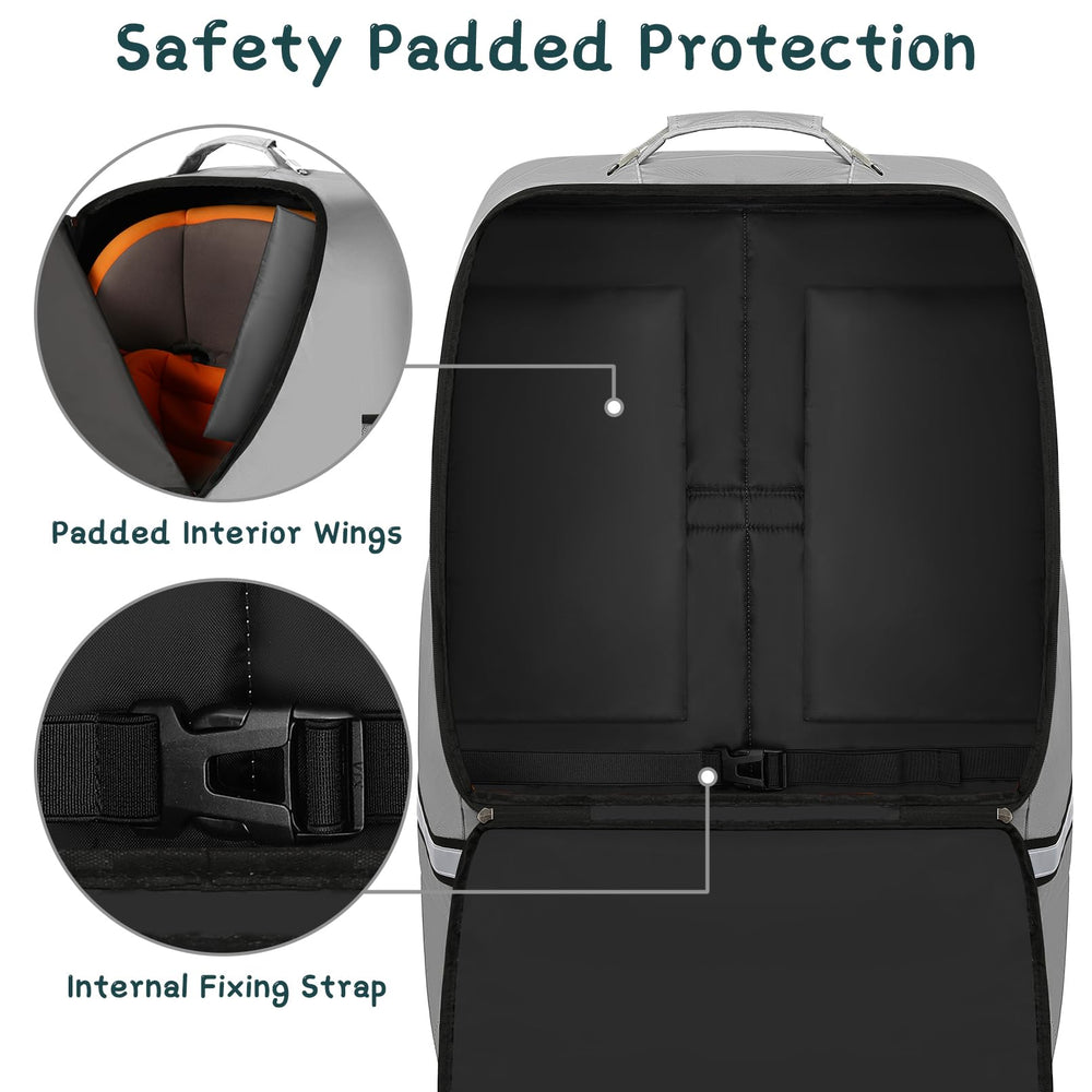 SINVICKO car seat travel bag reflective stripes improve night visibility during travel.