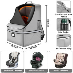 SINVICKO car seat travel bag steel cable handle provides sturdy one-hand carrying.