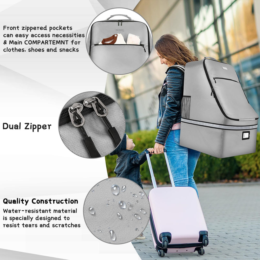 SINVICKO car seat travel bag water-resistant fabric helps keep gear clean.