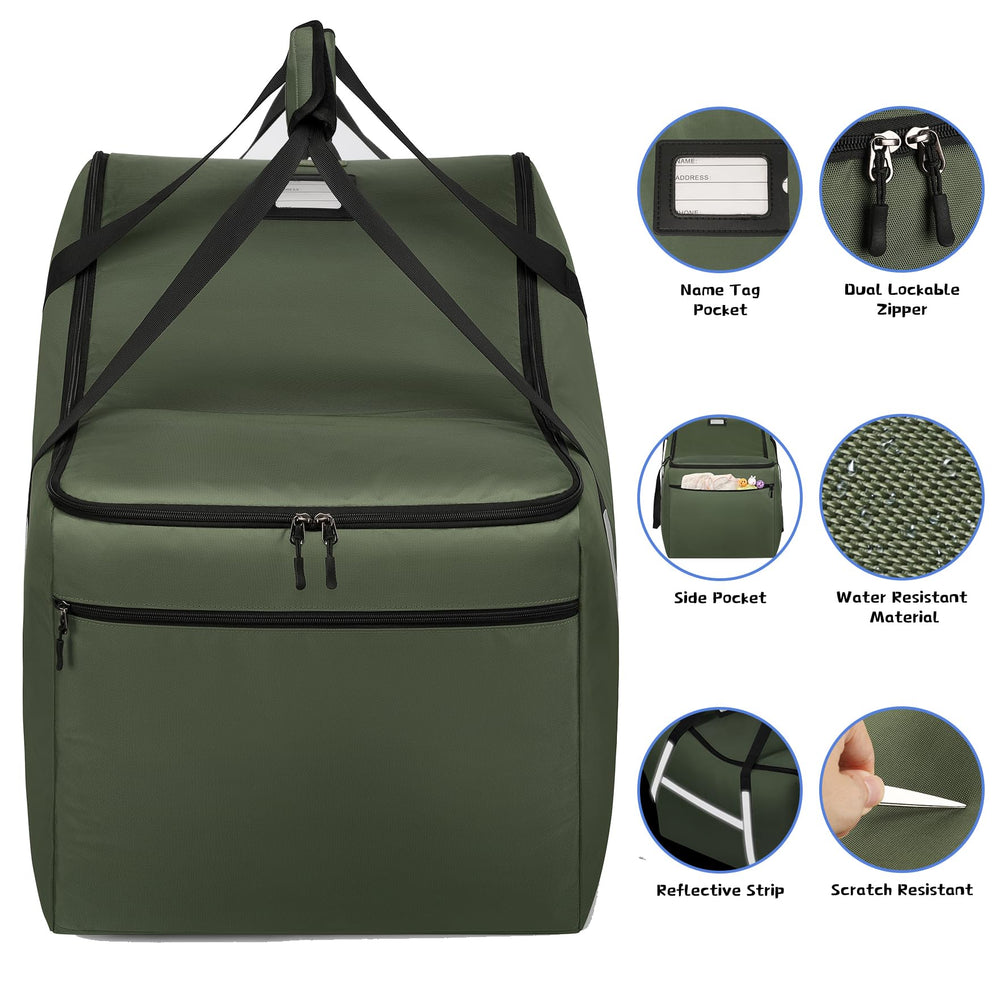 SINVICKO infant car seat travel bag green ergonomic handle aids easy lifting through airports