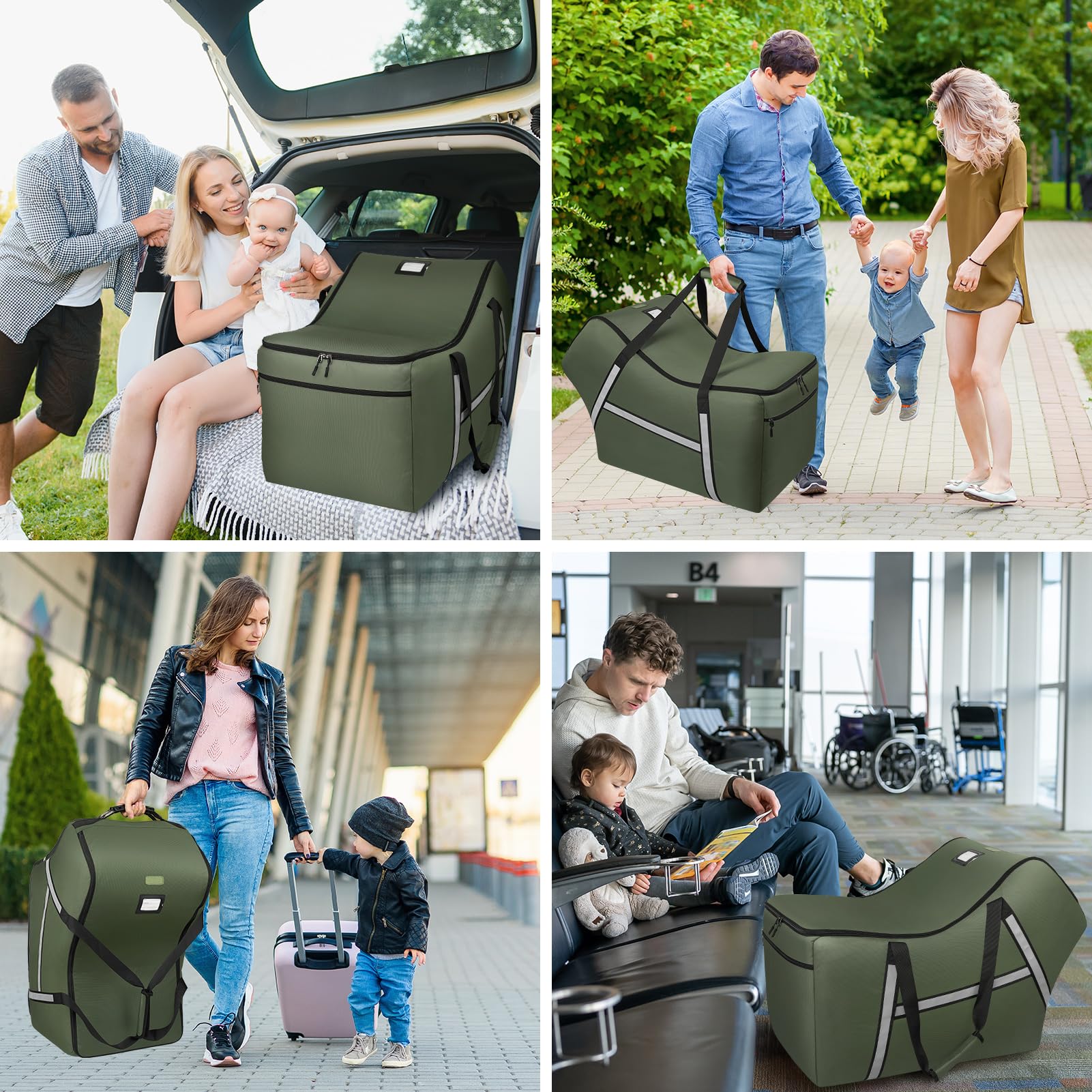 SINVICKO infant car seat travel bag green universal-size fits most major brands
