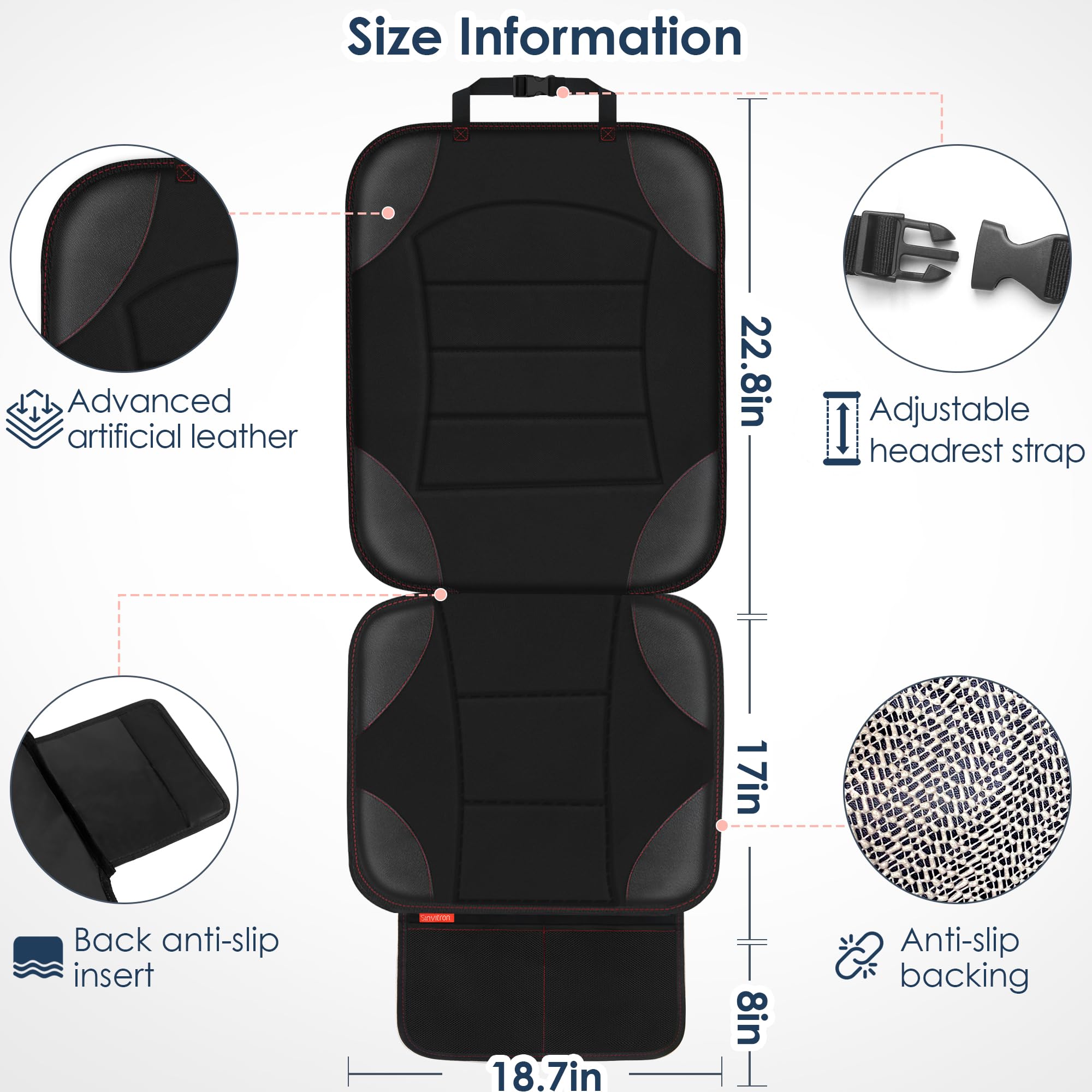 Sinvitron car seat protector with adjustable straps offers secure fit during trips