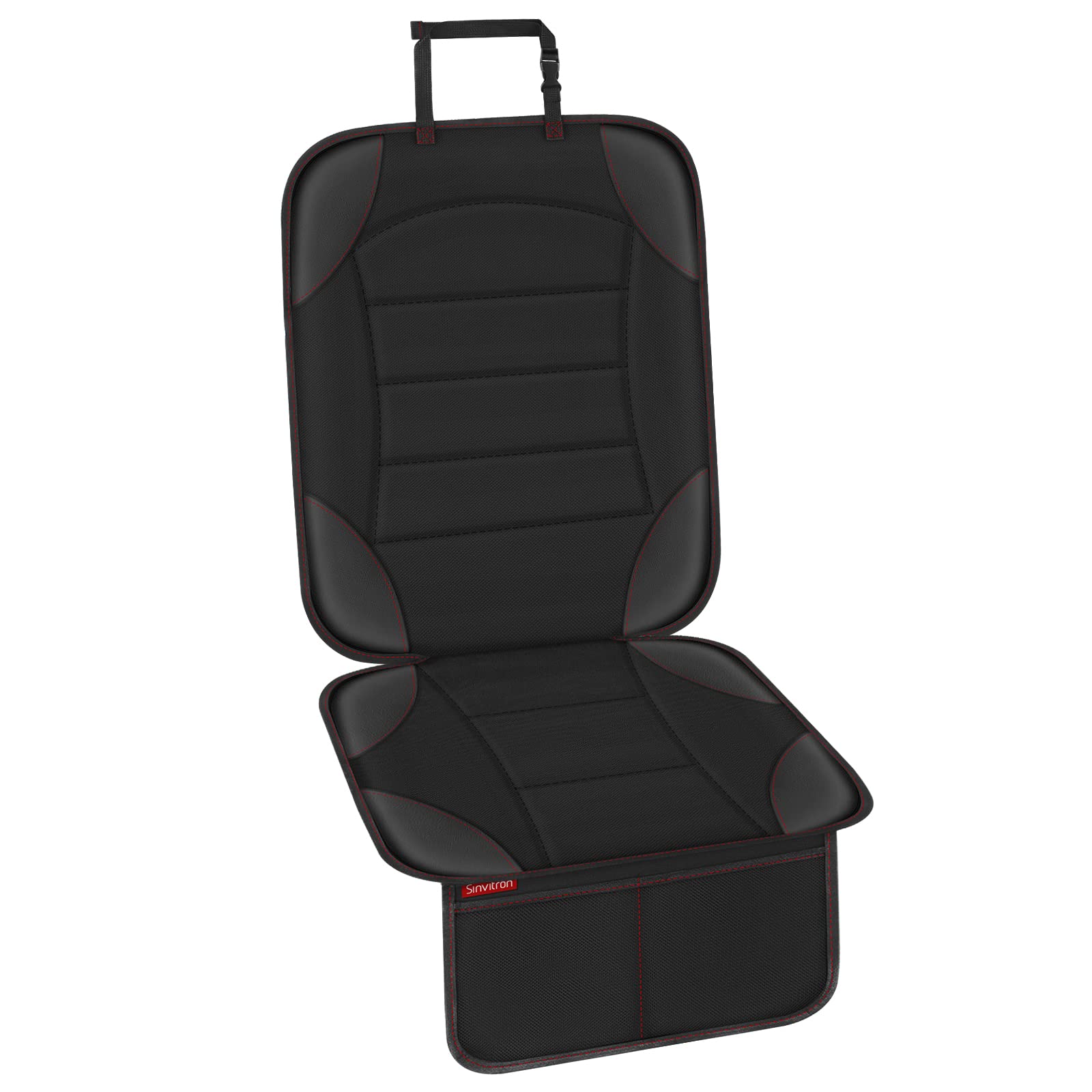 Sinvitron car seat protector back panel with mesh pockets keeps essentials organized on family trips