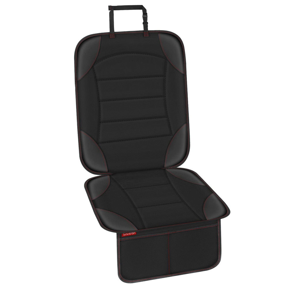 Sinvitron car seat protector back panel with mesh pockets keeps essentials organized on family trips