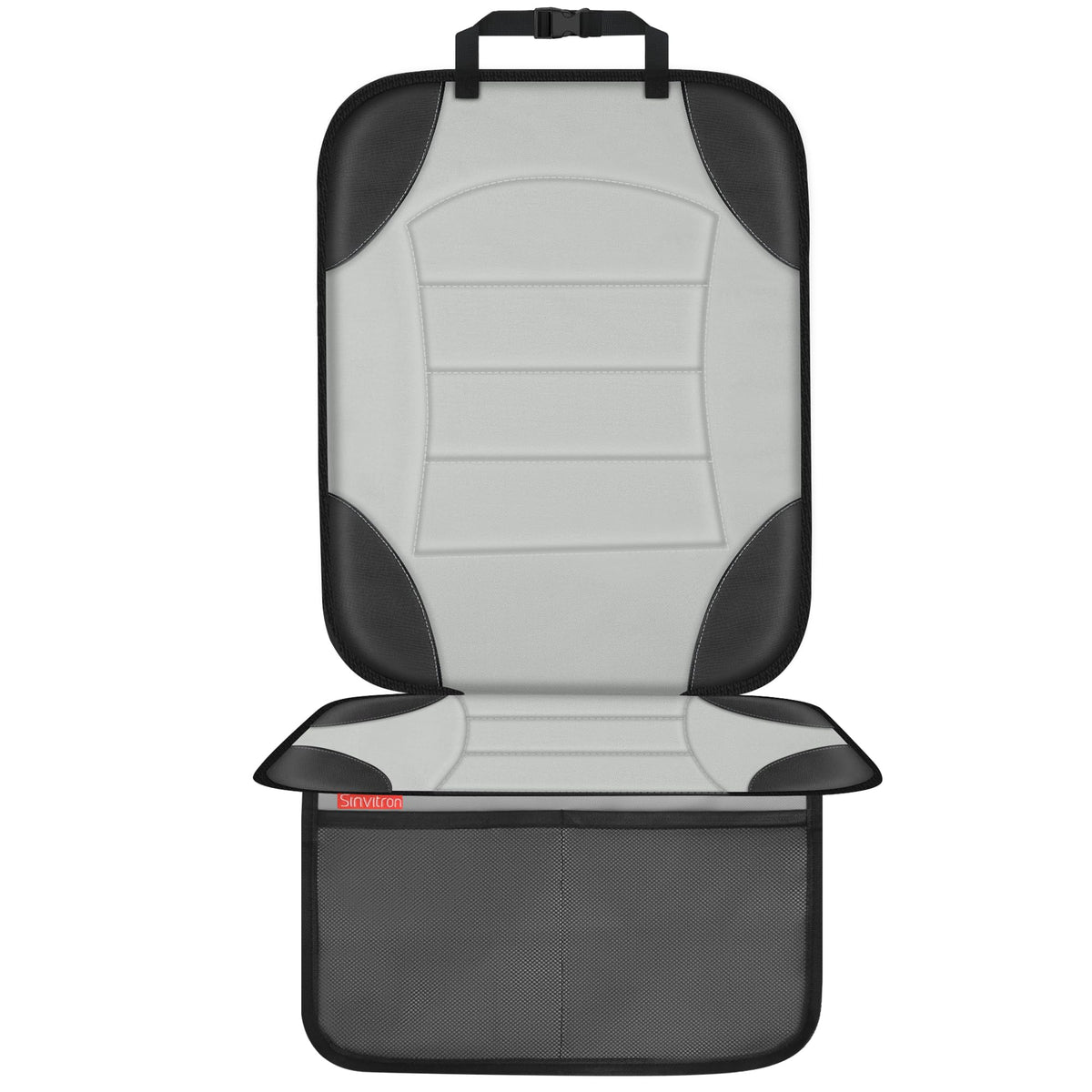 Sinvitron car seat protector back view protecting leather and fabric seats.