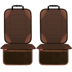 Sinvitron car seat protector brown back view shields upholstery from scuffs and spills.