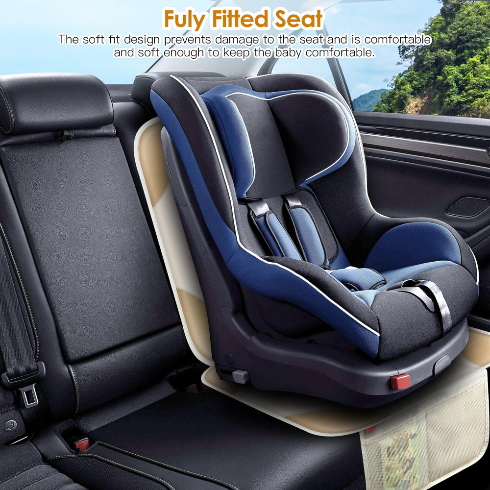 Sinvitron car seat protector in use protects seats from kids and pets.