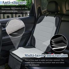 Sinvitron car seat protector highlighting two mesh pockets for quick-access essentials
