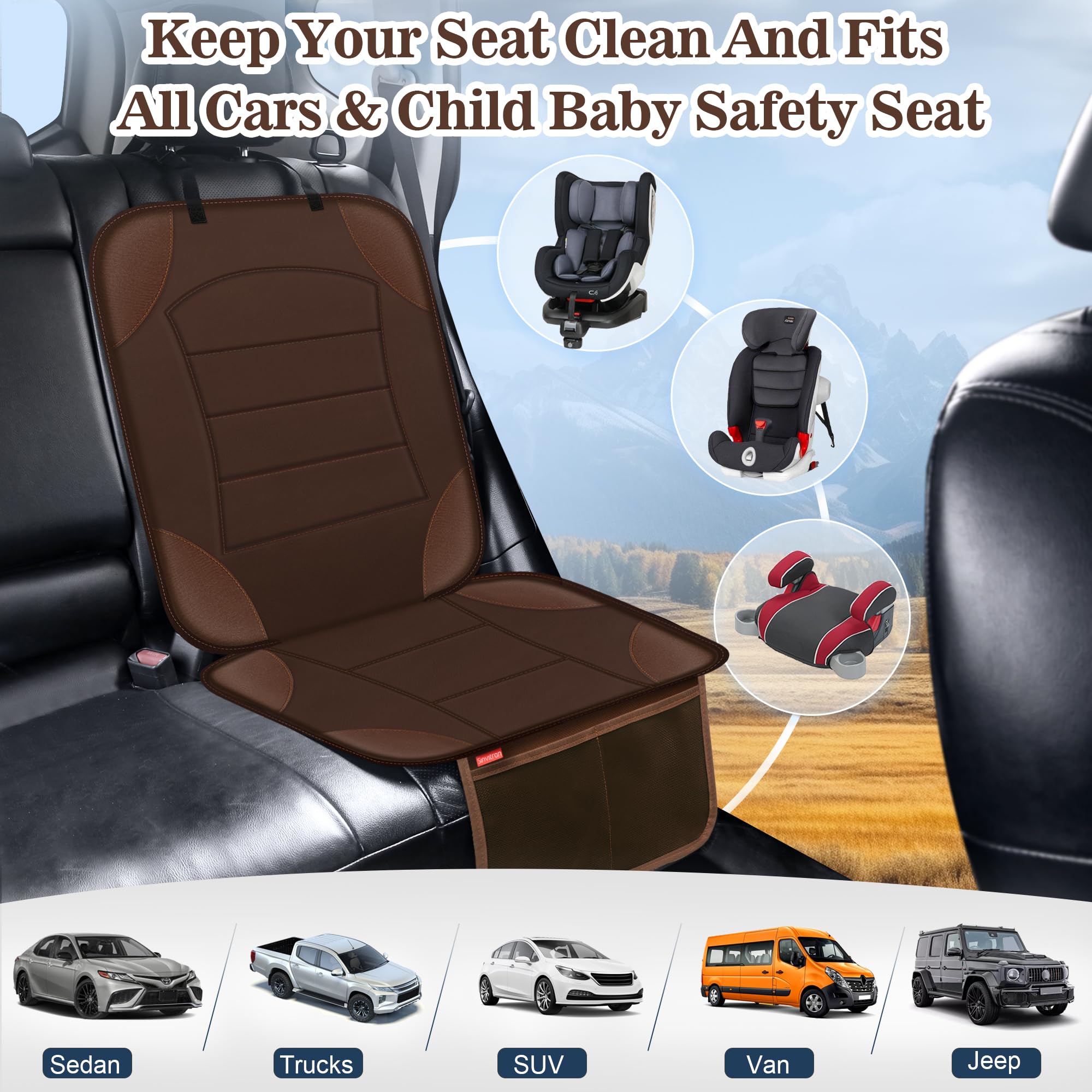 Sinvitron car seat protector non slip bottom prevents shifting