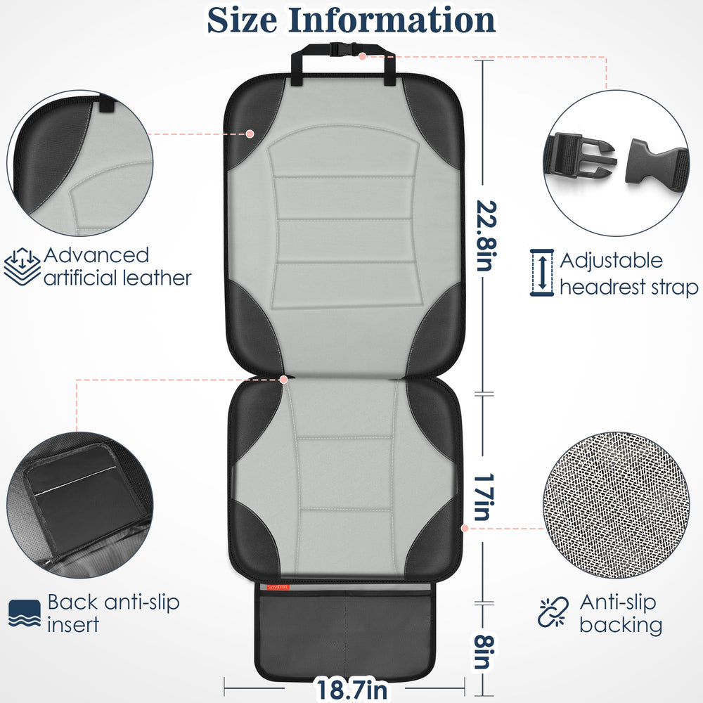 Sinvitron car seat protector non-slip-bottom keeps the cover in place during drives.