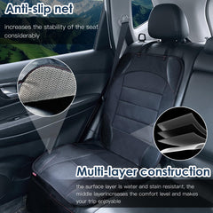 Sinvitron car seat protector seat area shows waterproof leather for easy cleaning